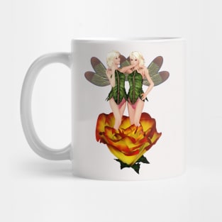 Gemini woman girl fairy faerie elf standing in rose Mug